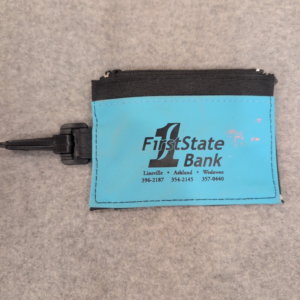 Vintage First State Bank Zippered Pouch ID Alabama Wedowee Lineville Ashland - Picture 2 of 2